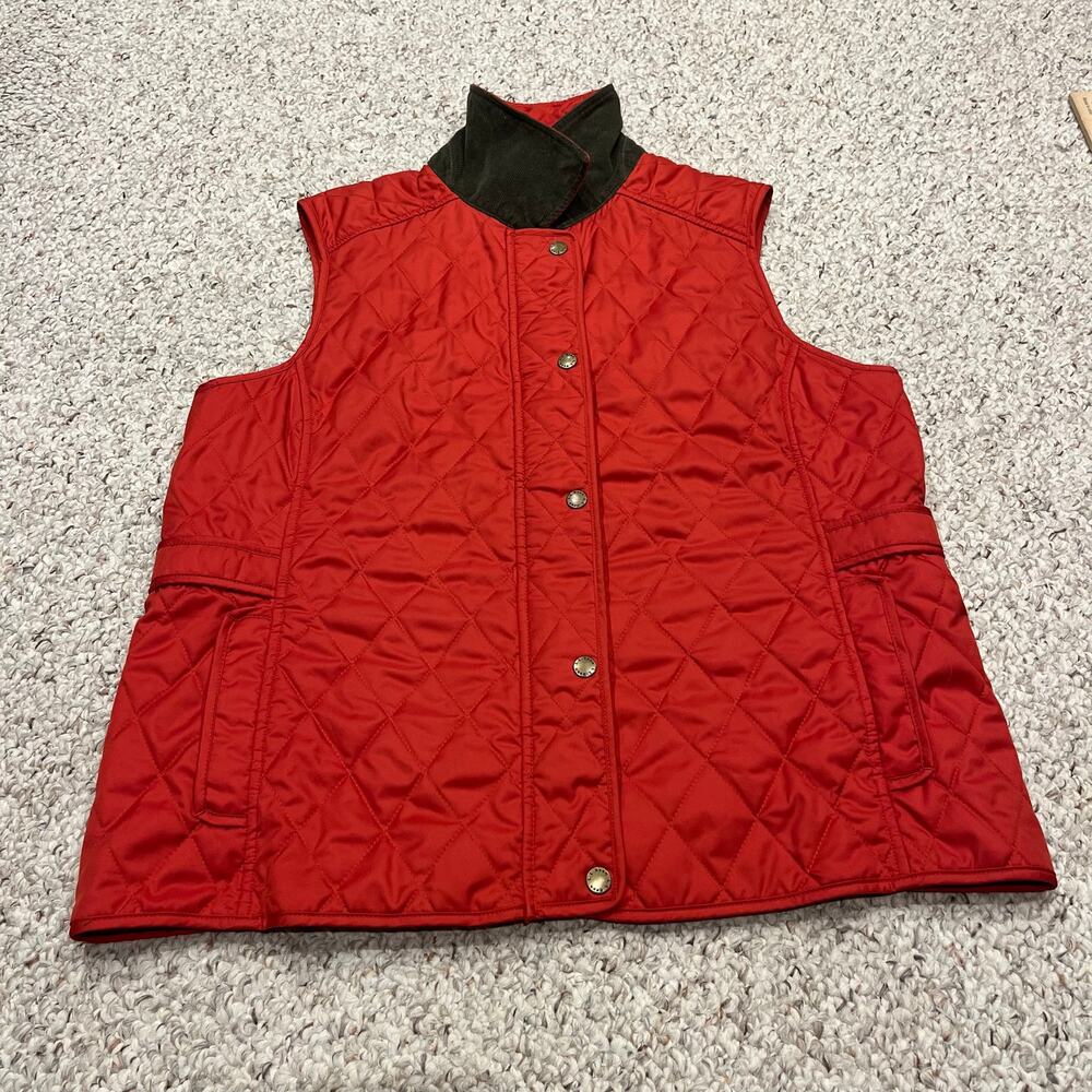 LL Bean Lightweight Quilted Vest L Red Corduroy Collar Outdoor Gorpcore Fall